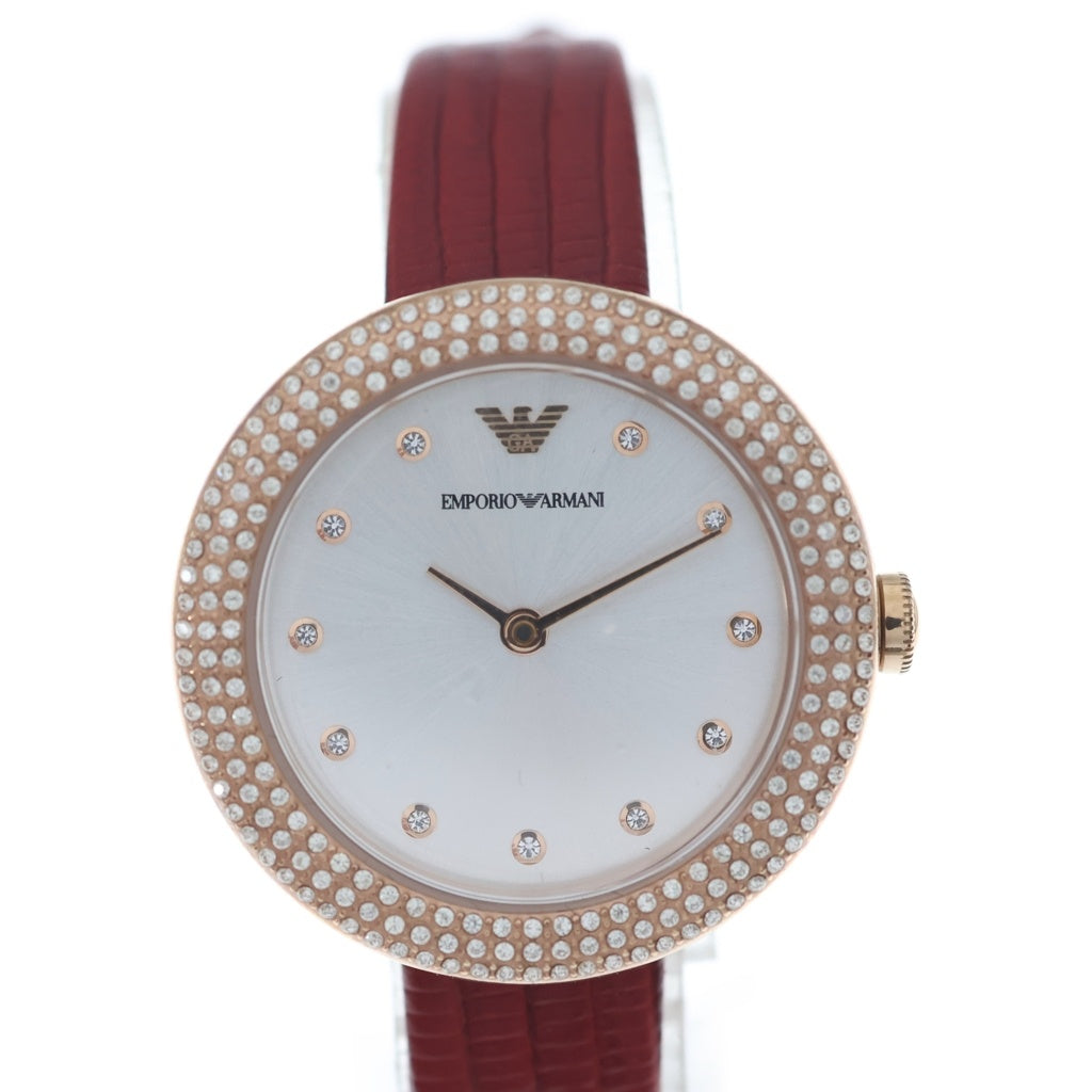 EMPORIO ARMANI(エンポリオアルマーニ) アナログ レザー クォーツ 腕時計 レディース ゴールド/レッド AR11438