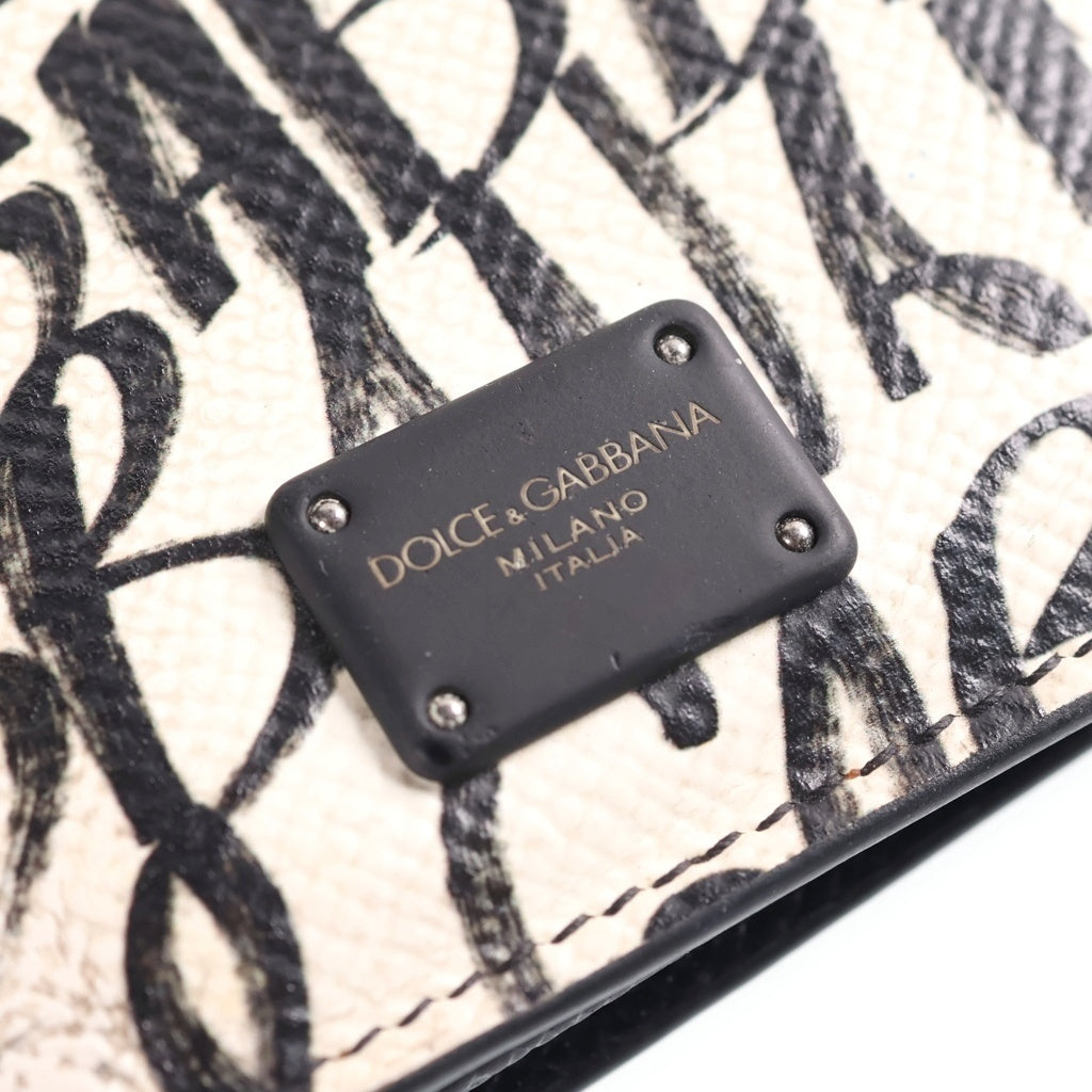 DOLCE & GABBANA(ドルチェアンドガッバーナ) Graffiti Print Dauphine Leather Long Wallet グラフィティ プリント ドーフィン レザー ロング ウォレット 長財布 ブラック/ホワイト BP2573 AZ657 レディース