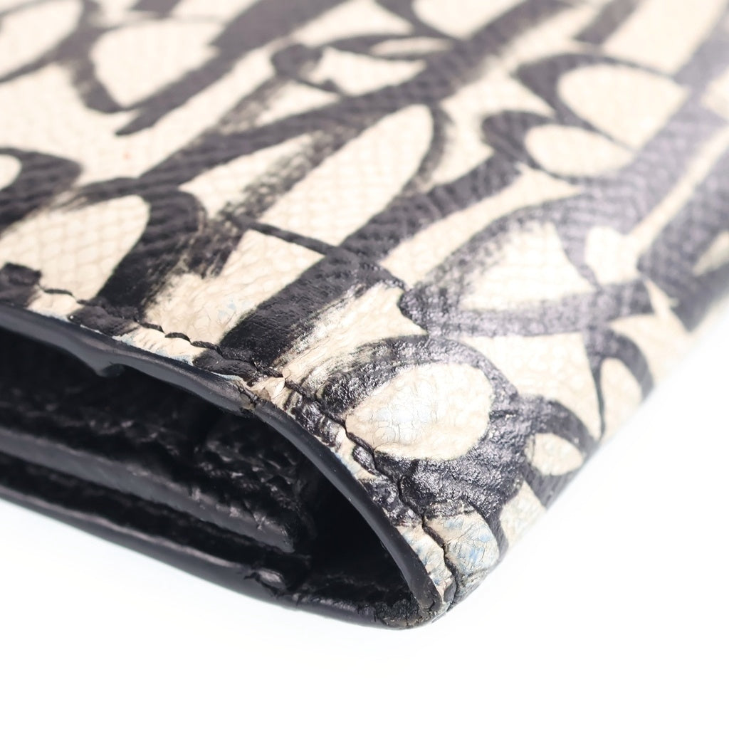 DOLCE & GABBANA(ドルチェアンドガッバーナ) Graffiti Print Dauphine Leather Long Wallet グラフィティ プリント ドーフィン レザー ロング ウォレット 長財布 ブラック/ホワイト BP2573 AZ657 レディース