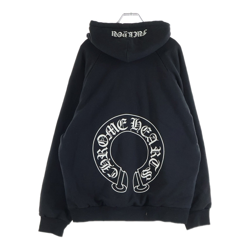 CHROME HEARTS(クロムハーツ) OLD SWTSHRT HD ZIP オールド 裏地サーマル 袖ロゴ ホースシュープリント ダガージップフーディ パーカー ブラック