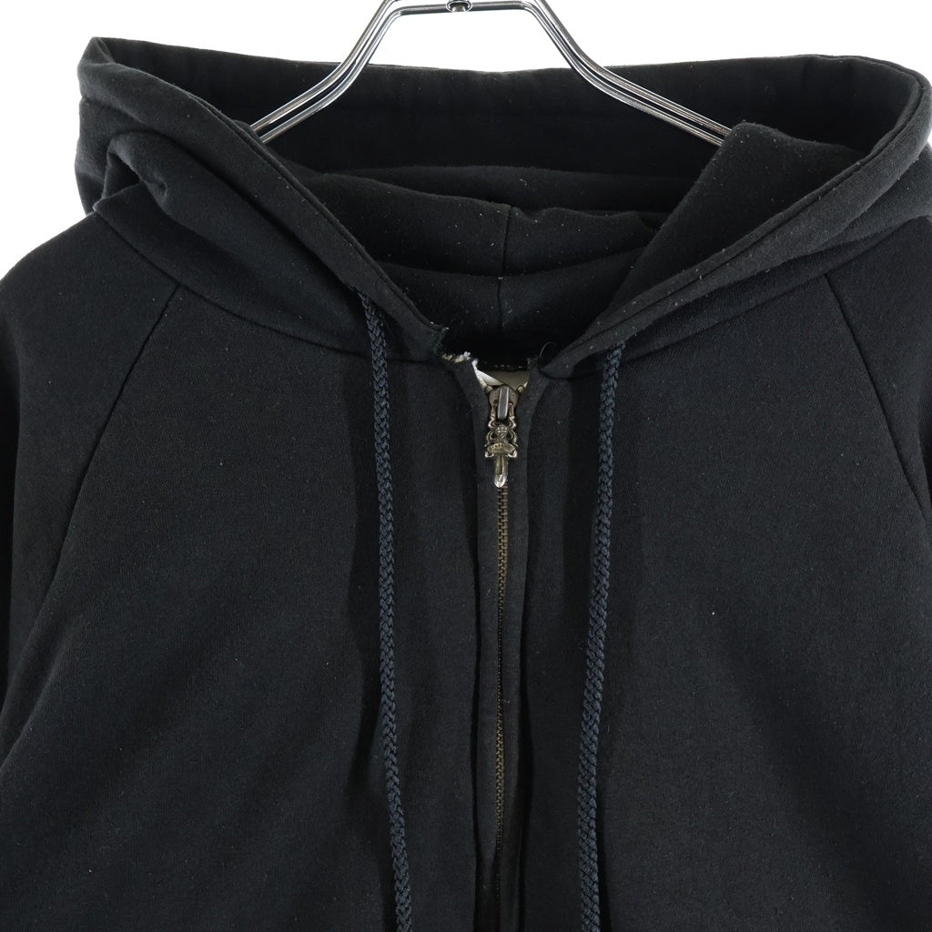 CHROME HEARTS(クロムハーツ) OLD SWTSHRT HD ZIP オールド 裏地サーマル 袖ロゴ ホースシュープリント ダガージップフーディ パーカー ブラック