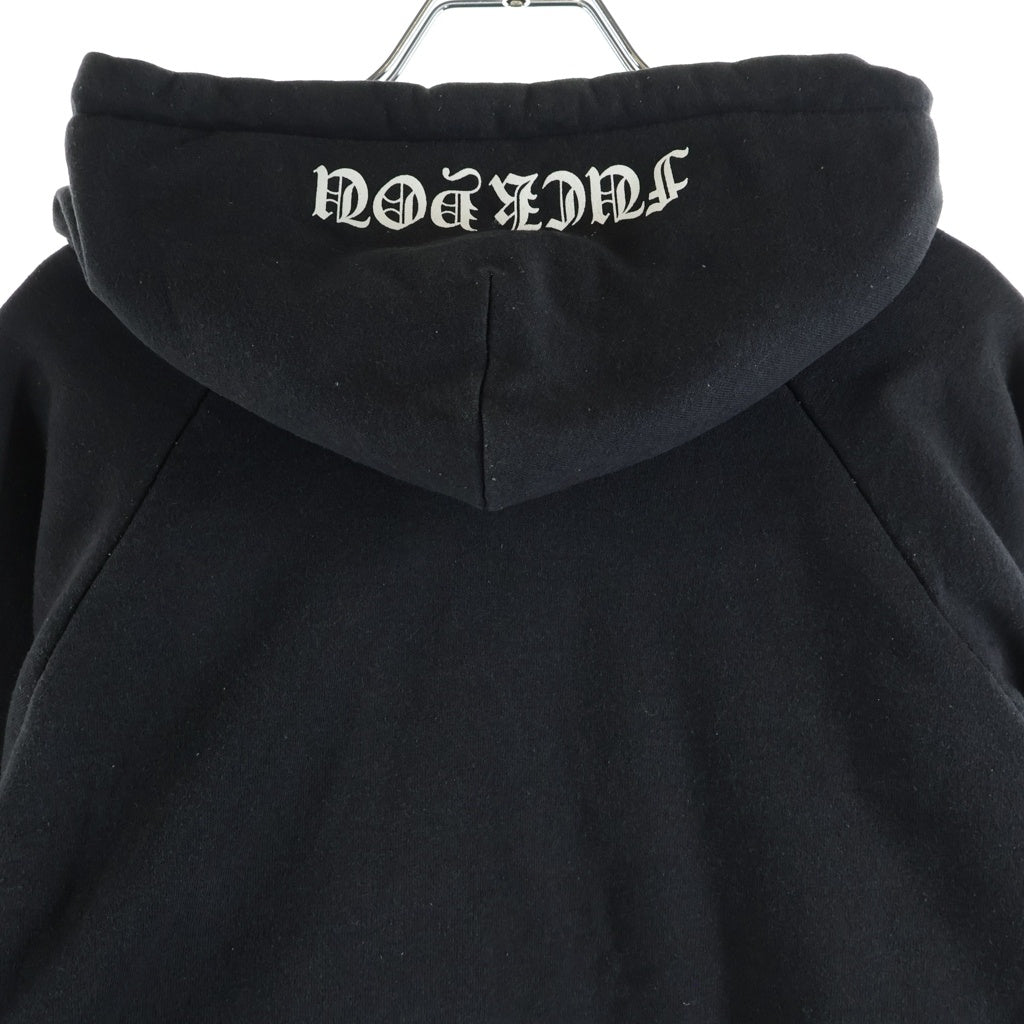 CHROME HEARTS(クロムハーツ) OLD SWTSHRT HD ZIP オールド 裏地サーマル 袖ロゴ ホースシュープリント ダガージップフーディ パーカー ブラック