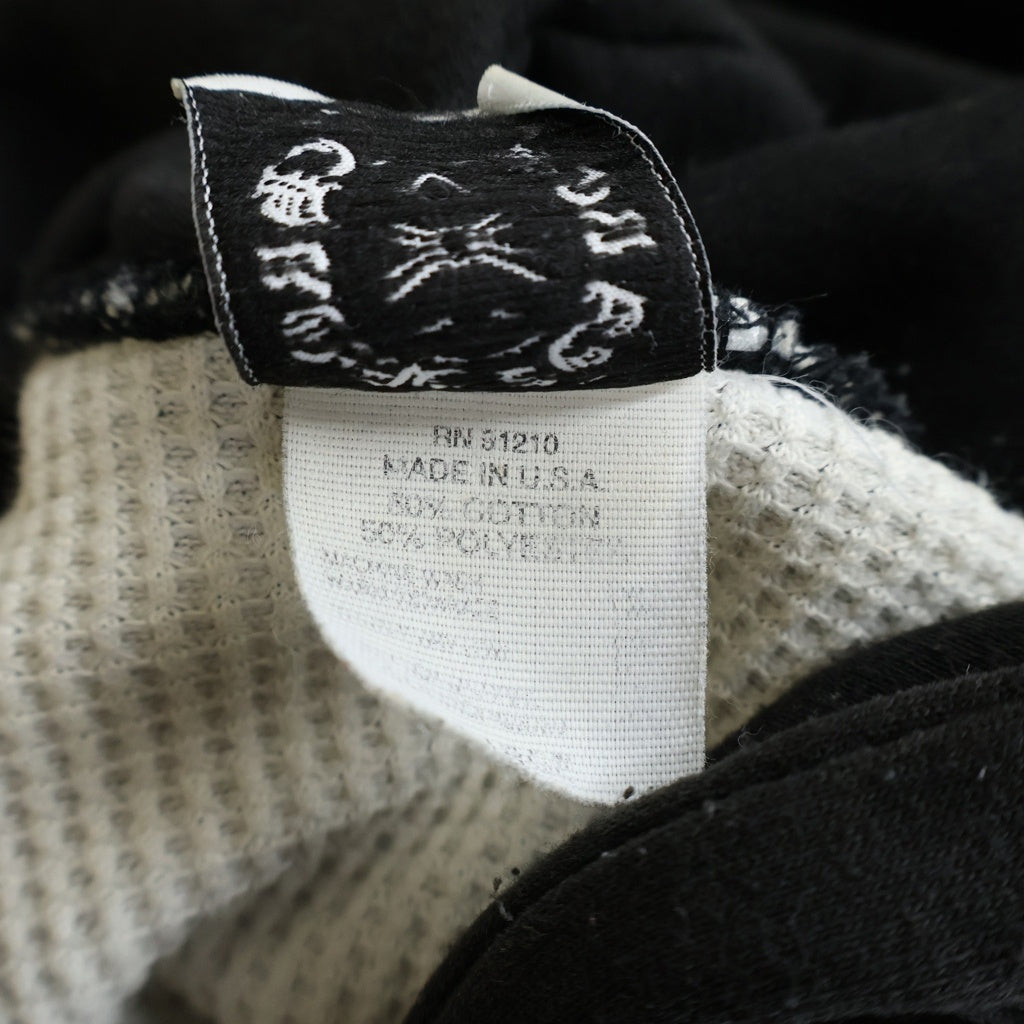 CHROME HEARTS(クロムハーツ) OLD SWTSHRT HD ZIP オールド 裏地サーマル 袖ロゴ ホースシュープリント ダガージップフーディ パーカー ブラック