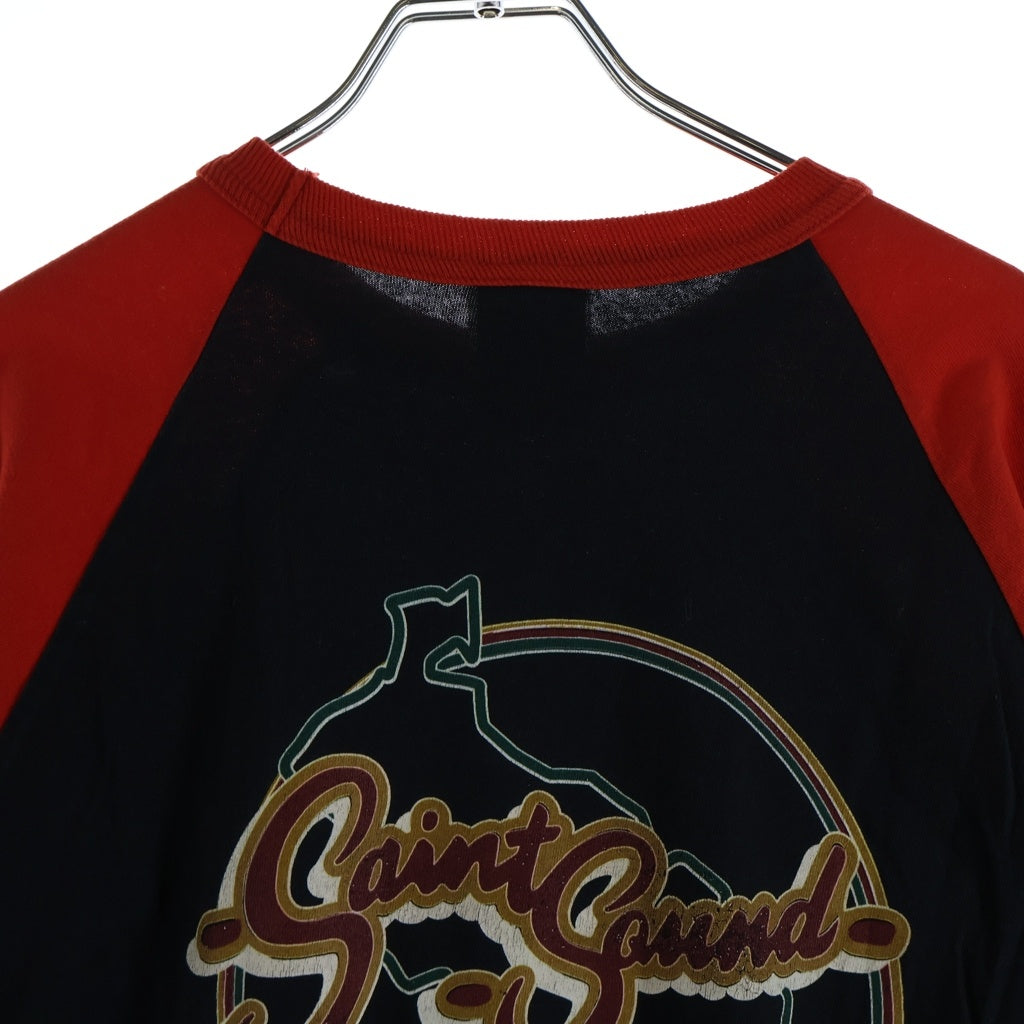 SAINT MICHAEL(セントマイケル) ×LASTMAN SNT NOISE S/S TEE ×ラストマン 両面プリント ラグランスリーブTシャツ カットソー ブラック/レッド SM-HR8-0000-C27