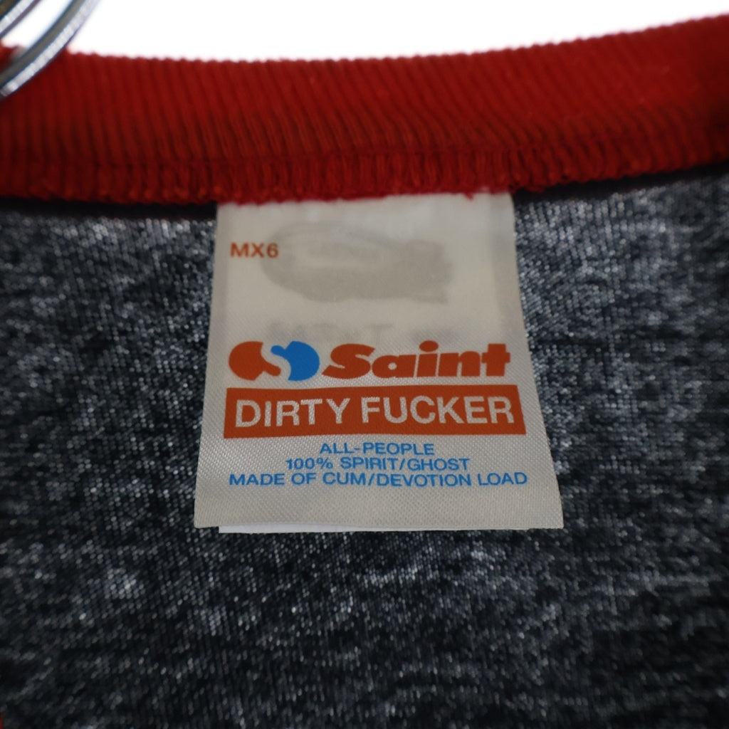 SAINT MICHAEL(セントマイケル) ×LASTMAN SNT NOISE S/S TEE ×ラストマン 両面プリント ラグランスリーブTシャツ カットソー ブラック/レッド SM-HR8-0000-C27