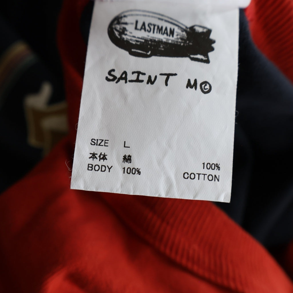 SAINT MICHAEL(セントマイケル) ×LASTMAN SNT NOISE S/S TEE ×ラストマン 両面プリント ラグランスリーブTシャツ カットソー ブラック/レッド SM-HR8-0000-C27