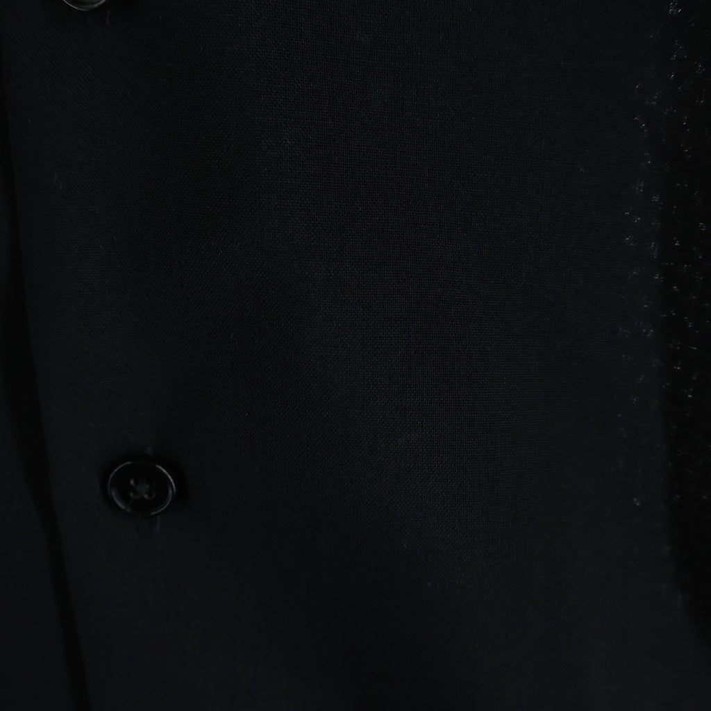 JIL SANDER(ジルサンダー) Open collar wool gabardine S/S shirt オープンカラー ウール ギャバジン 半袖 シャツ ブラック HS JM IW 0509