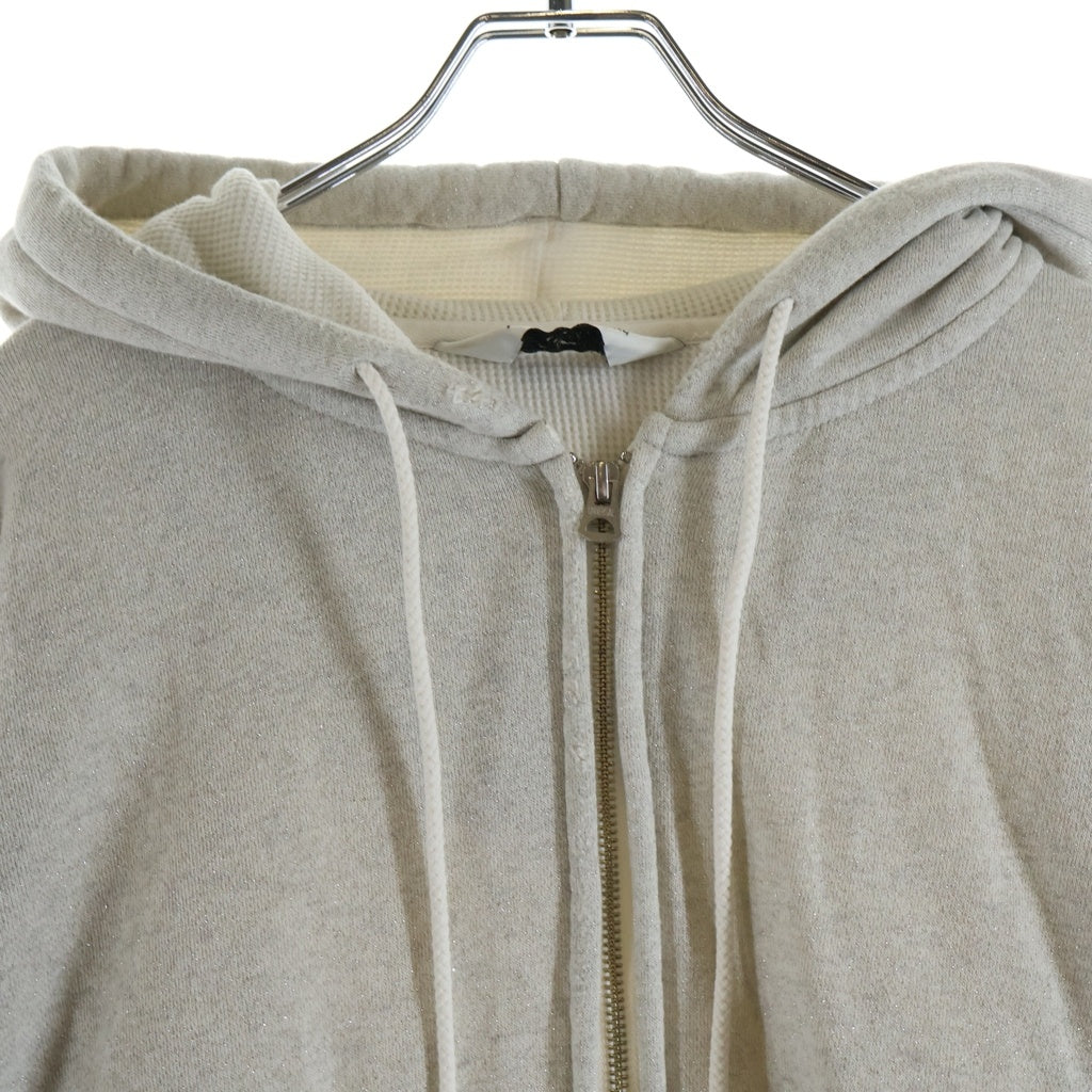 ANCELLM(アンセルム) 23AW ZIP-UP HOODIE ダメージ ラメ 加工 裏地 サーマル ジップアップ フーディー グレー ANC-CT33-GARDEN