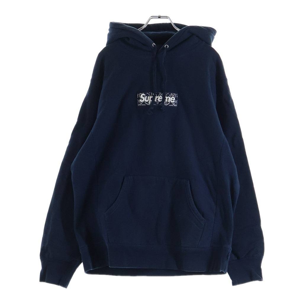SUPREME(シュプリーム) 19AW Bandana Box Logo Hooded Sweatshirt ボックスロゴ フーデット スウェットシャツ パーカー ネイビー