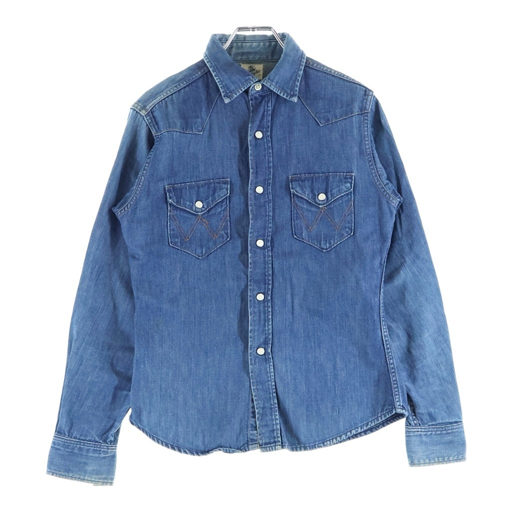 Wrangler(ラングラー) 60S 斜めベルタグ シャンブレー 長袖 シャツ インディゴ