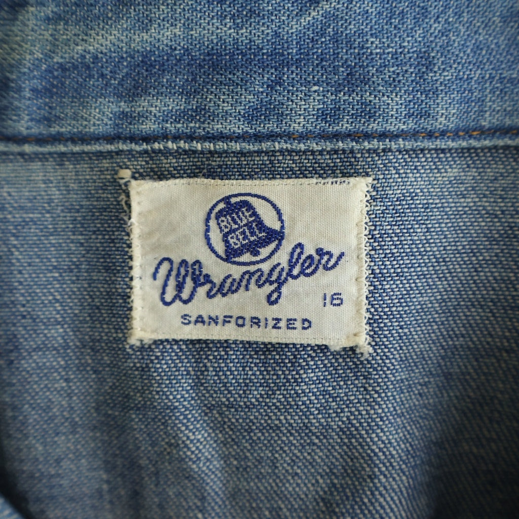Wrangler(ラングラー) 60S 斜めベルタグ シャンブレー 長袖 シャツ インディゴ