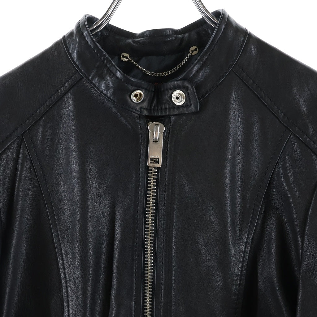 DIESEL(ディーゼル) Lambskin Single Rider Leather Jacket ラムレザー シングルレザージャケット ブラック レディース TR008568