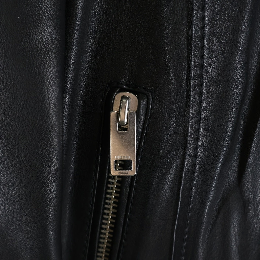 DIESEL(ディーゼル) Lambskin Single Rider Leather Jacket ラムレザー シングルレザージャケット ブラック レディース TR008568