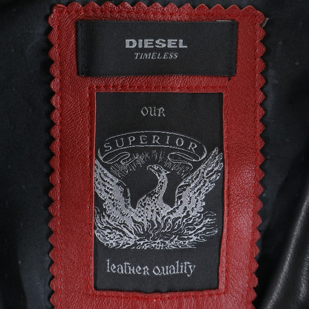 DIESEL(ディーゼル) Lambskin Single Rider Leather Jacket ラムレザー シングルレザージャケット ブラック レディース TR008568