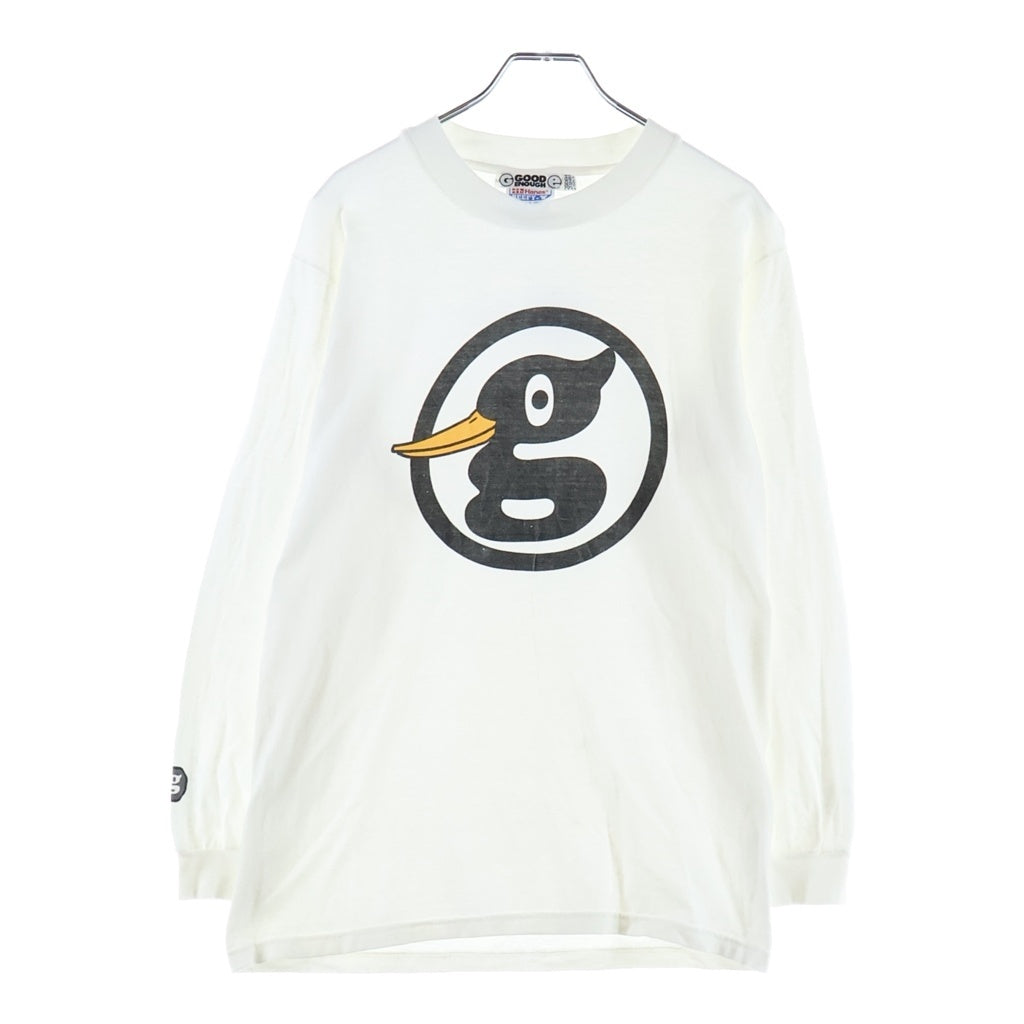 GOODENOUGH(グッドイナフ) 90s ダックGロゴフロントプリント長袖Tシャツ カットソー ホワイト
