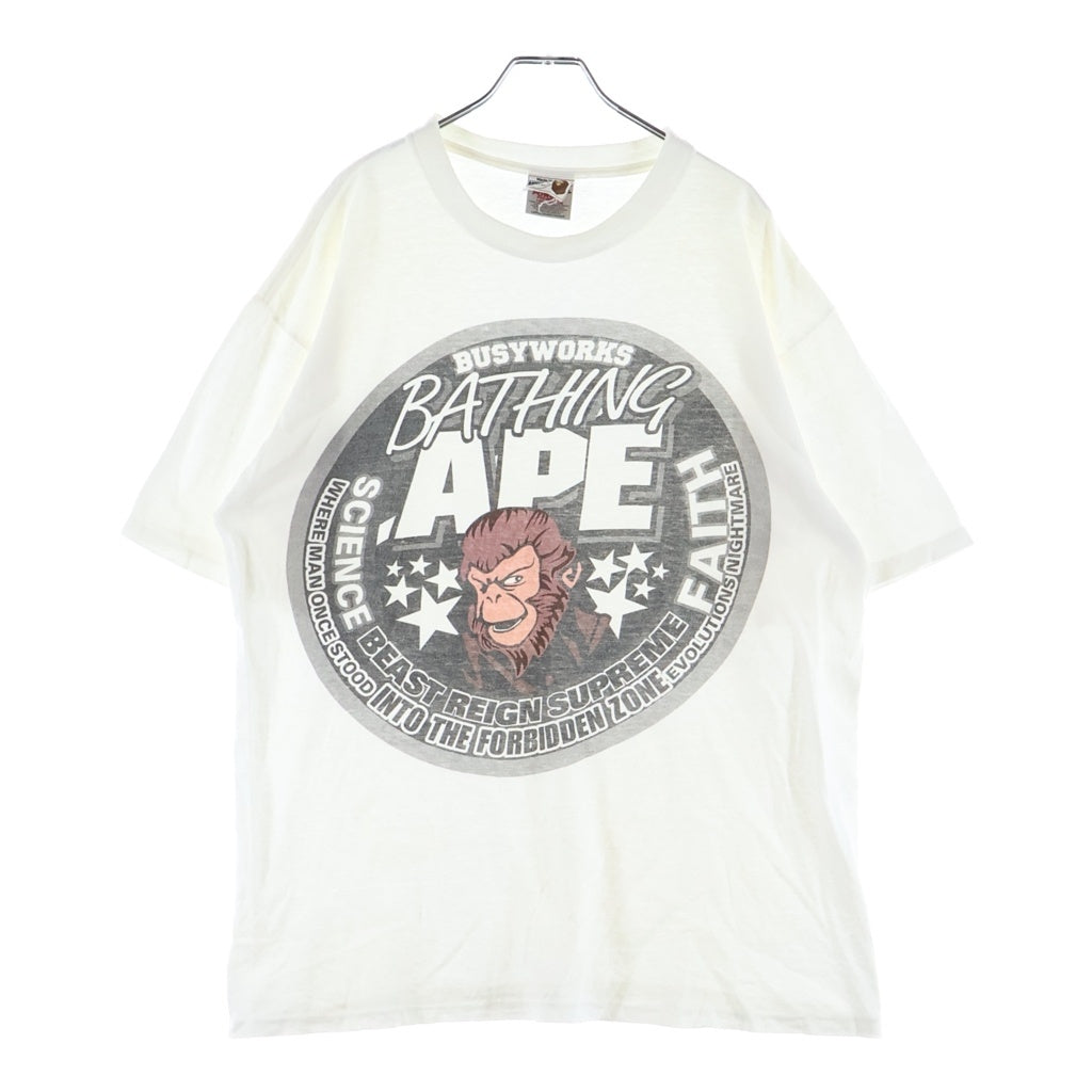 A BATHING APE(アベイシングエイプ) 90s SCIENCE BEAST REIGN SUPREME サイエンス ビースト レイン シュプリーム フロントプリント半袖Tシャツ カットソー ホワイト