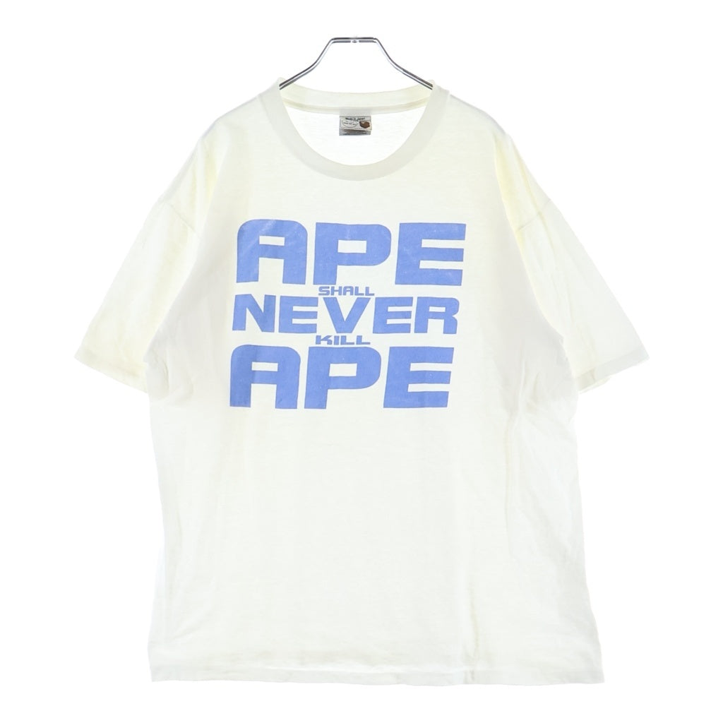 A BATHING APE(アベイシングエイプ) 90S 初期 SHALL NEVER KILL APE ロゴ プリント 半袖 Tシャツ カットソー ホワイト