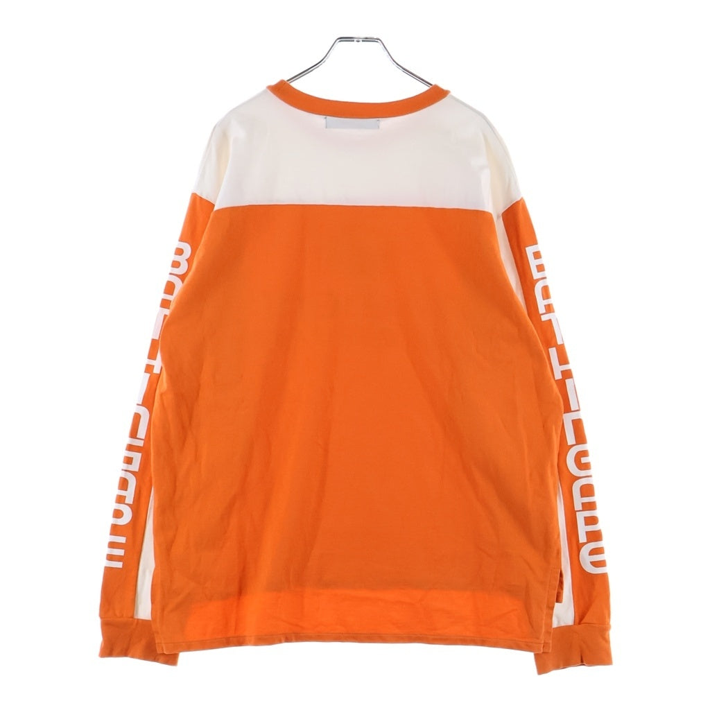 A BATHING APE(アベイシングエイプ) 90S 黒タグ ロゴプリント モトクロス ゲーム ロングスリーブ Tシャツ 長袖 カットソー オレンジ/ホワイト