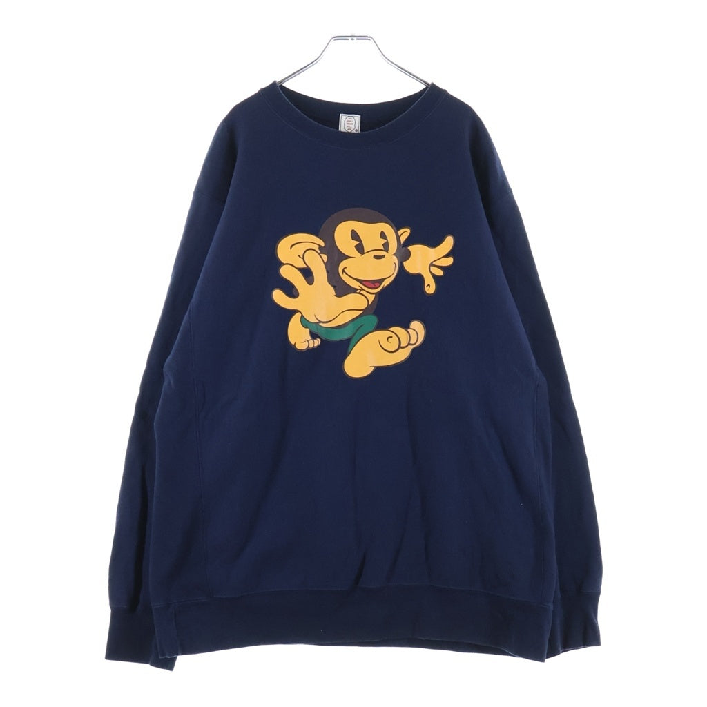 A BATHING APE(アベイシングエイプ) 90S BAPE HEAD TOUR NIGO ジャンピング フロント ロゴ プリント スウェット シャツ ネイビー