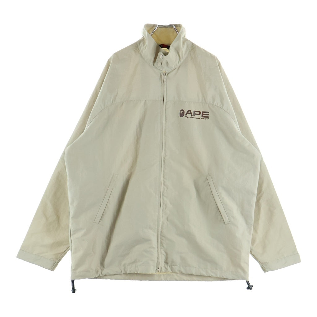 A BATHING APE(アベイシングエイプ) 90S 黒タグ 2WAY ロゴ プリント ナイロン 長袖/半袖 ジップアップ ジャケット ベージュ