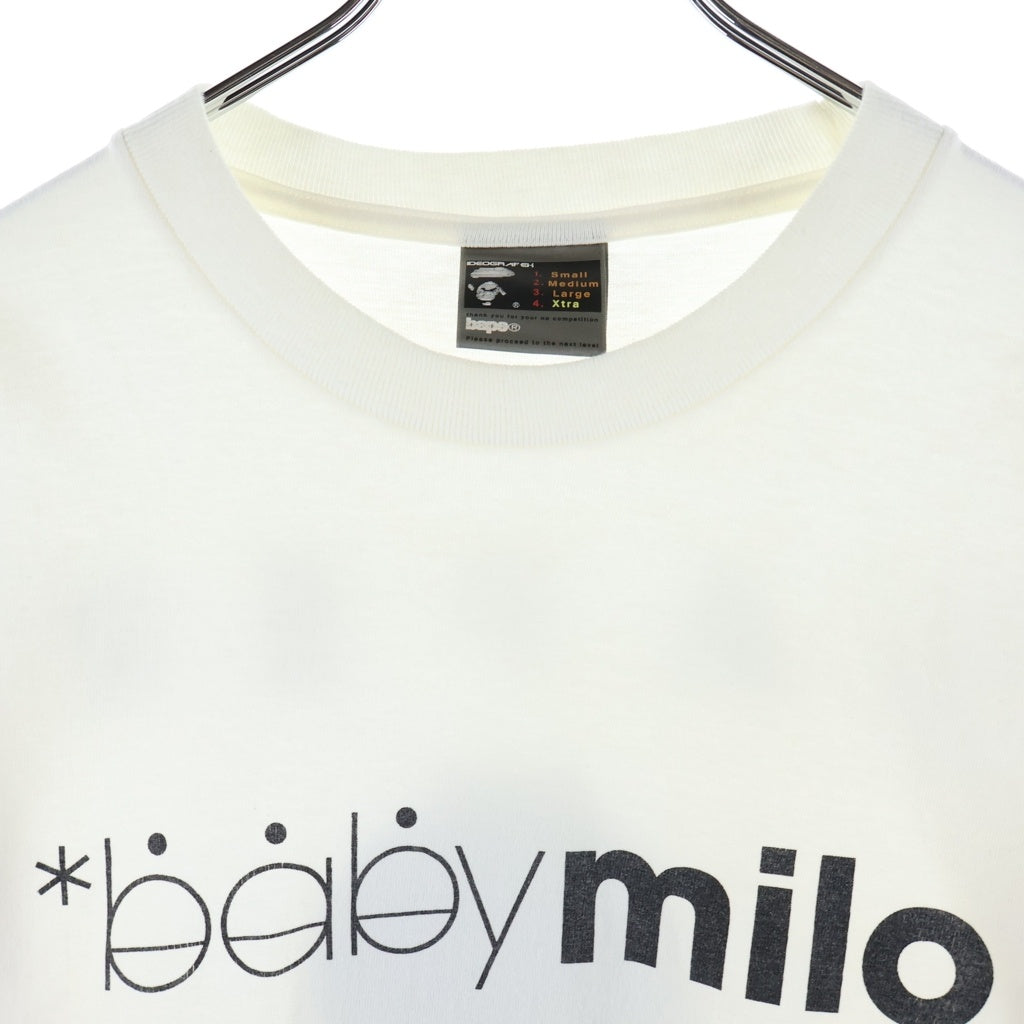 A BATHING APE(アベイシングエイプ) 00S baby milo BAPER バッグロゴ プリント ロングスリーブ 長袖 Tシャツ カットソー ホワイト