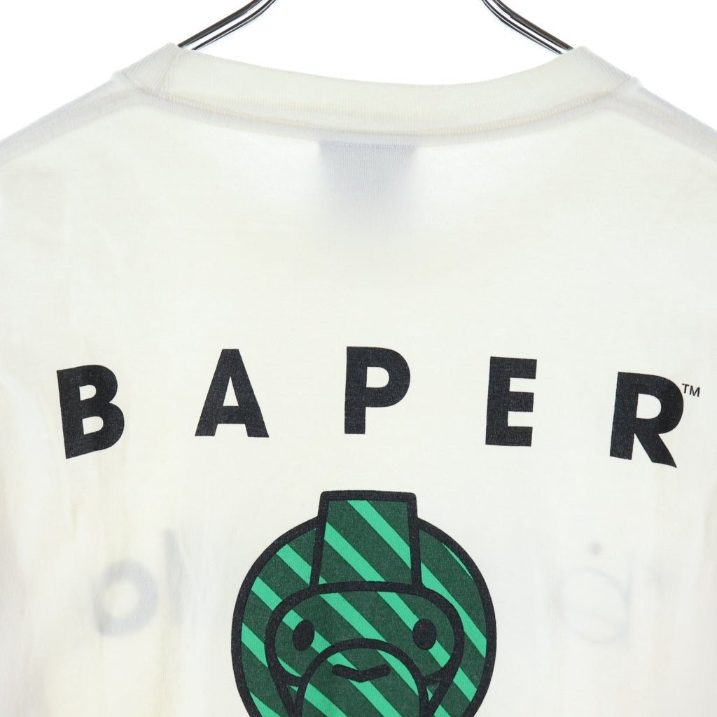A BATHING APE(アベイシングエイプ) 00S baby milo BAPER バッグロゴ プリント ロングスリーブ 長袖 Tシャツ カットソー ホワイト