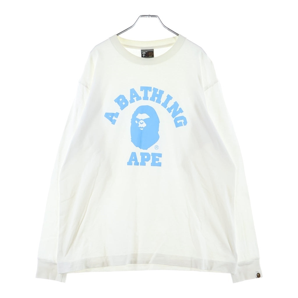 A BATHING APE(アベイシングエイプ) 00S カレッジロゴ プリント ロングスリーブ 長袖 カットソー Tシャツ ホワイト