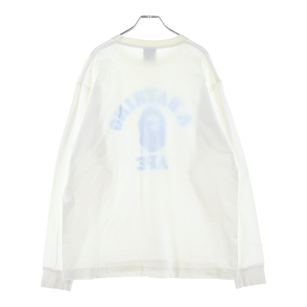 A BATHING APE(アベイシングエイプ) 00S カレッジロゴ プリント ロングスリーブ 長袖 カットソー Tシャツ ホワイト