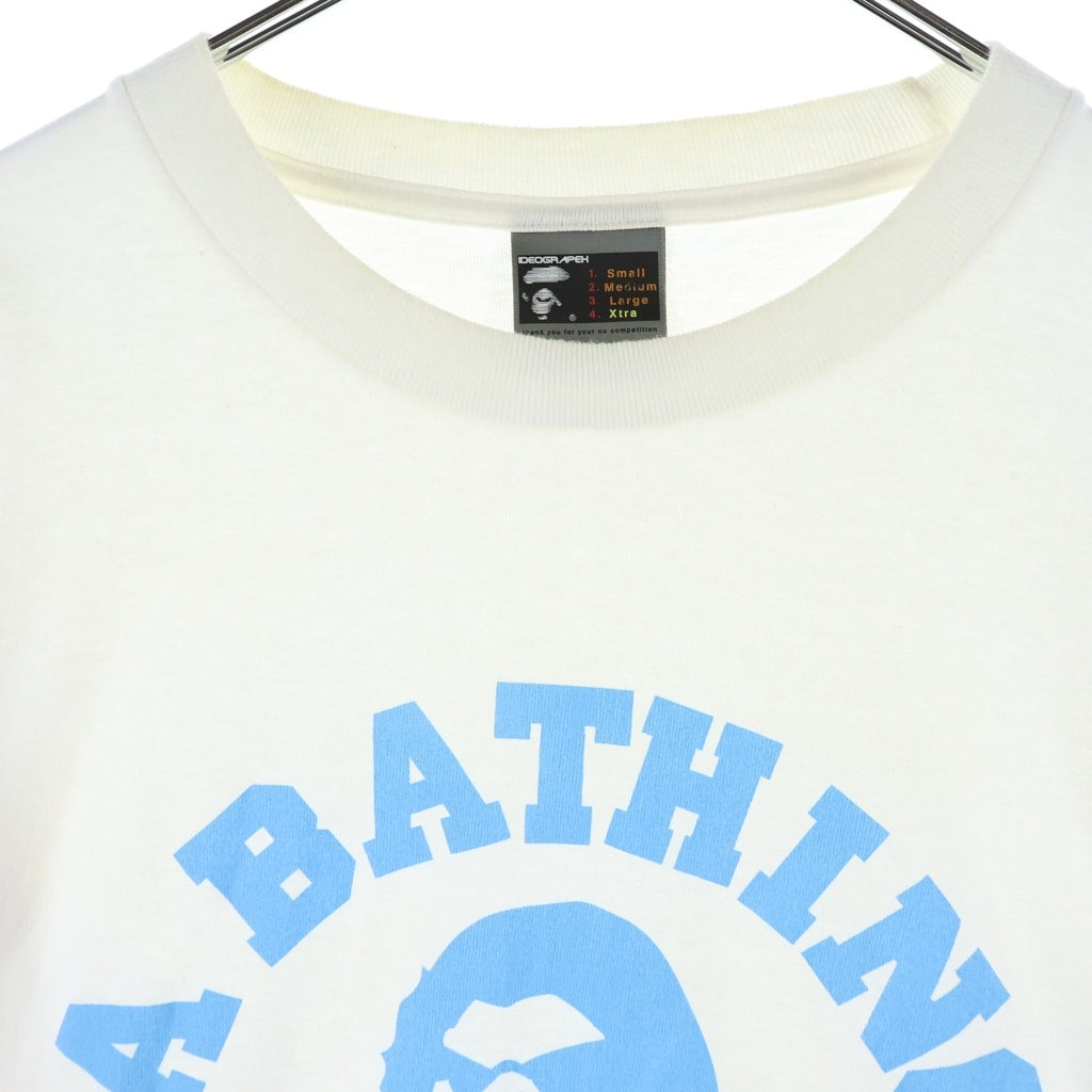 A BATHING APE(アベイシングエイプ) 00S カレッジロゴ プリント ロングスリーブ 長袖 カットソー Tシャツ ホワイト