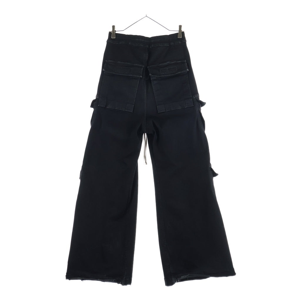 DRKSHDW(ダークシャドウ) 23SS DOUBLE CARGO JUMBO BELAS ダブル ジャンボ ベラ コーティング加工 ワイド カーゴ デニム パンツ ブラック DU01C6398-SBB