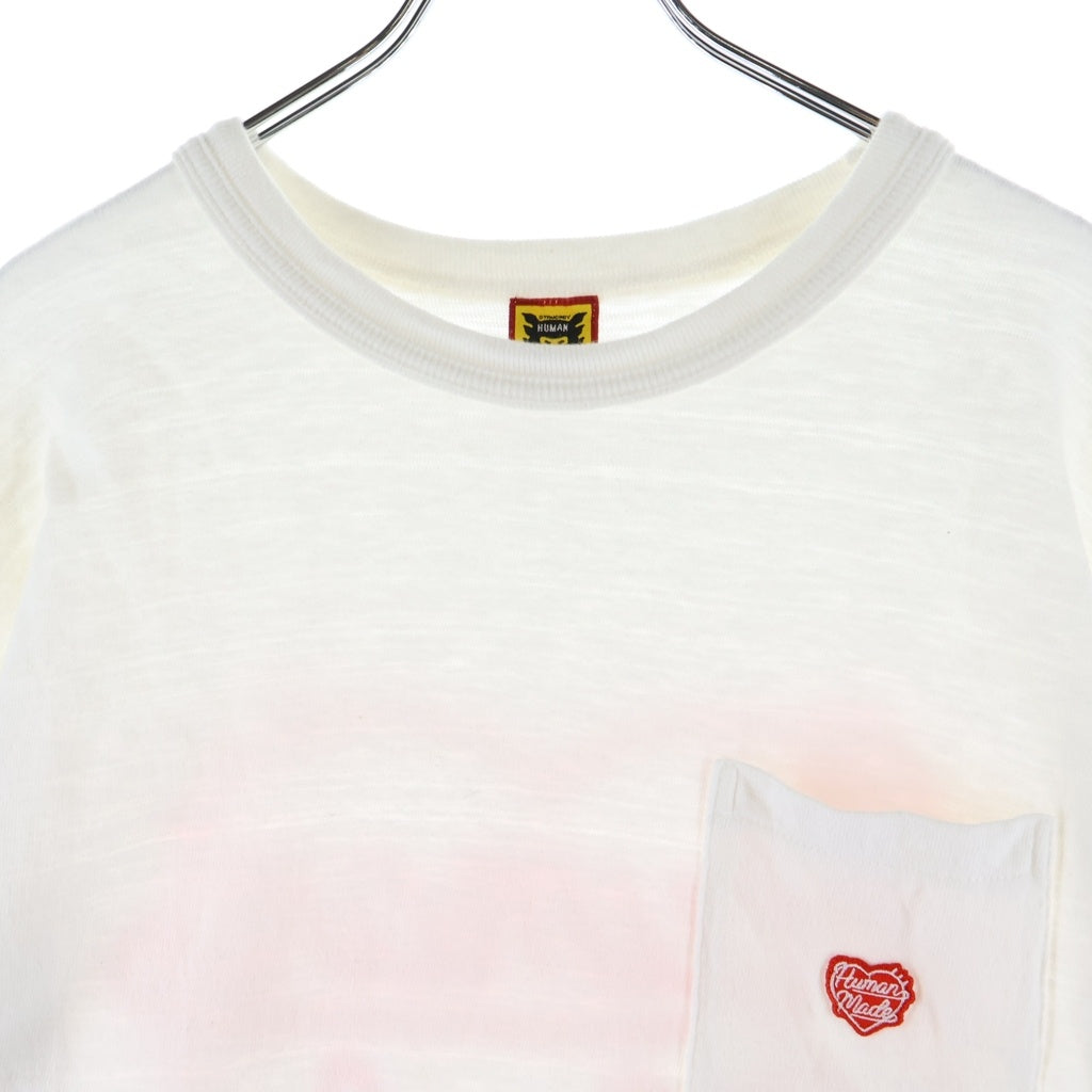 HUMAN MADE(ヒューマンメイド) Heart Tee ワンポイント 刺繍 フロント ロゴ バックプリント 半袖 Tシャツ カットソー ホワイト