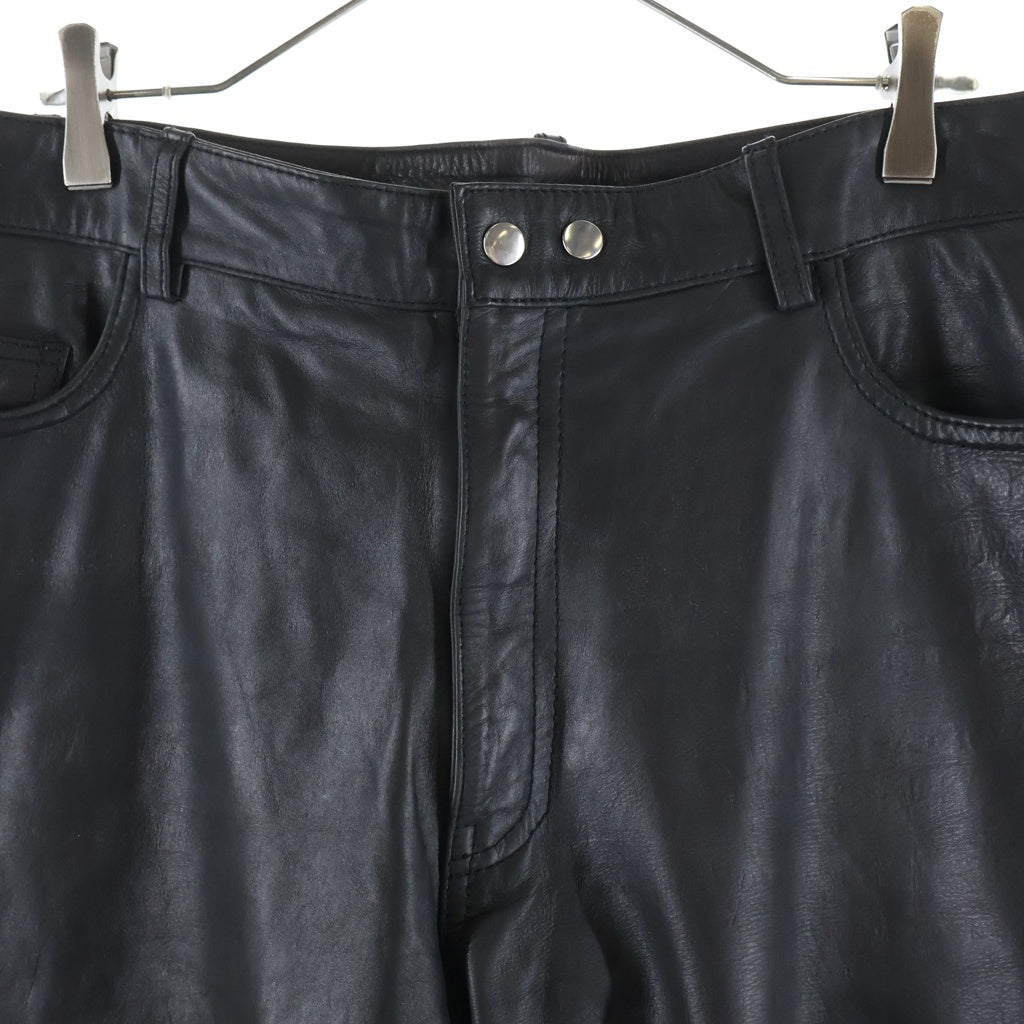 NO BRAND(ノーブランド) DEGNER 牛革 レザー スナップ ボタン ライダース パンツ ブラック