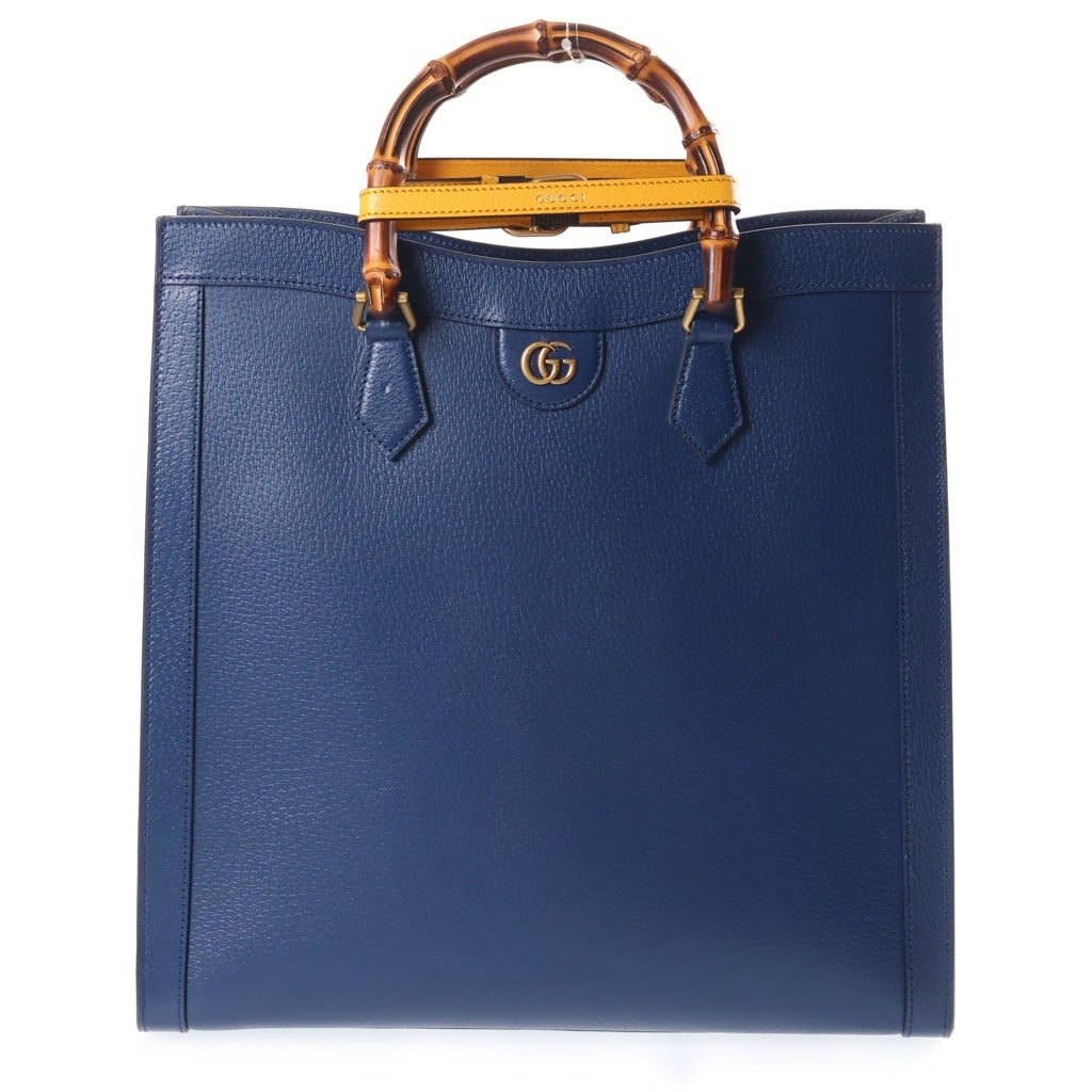 GUCCI(グッチ) Diana ダイアナ バンブー ハンドル 2WAY レザー ハンド ショルダーバッグ ブルー 703218 レディース