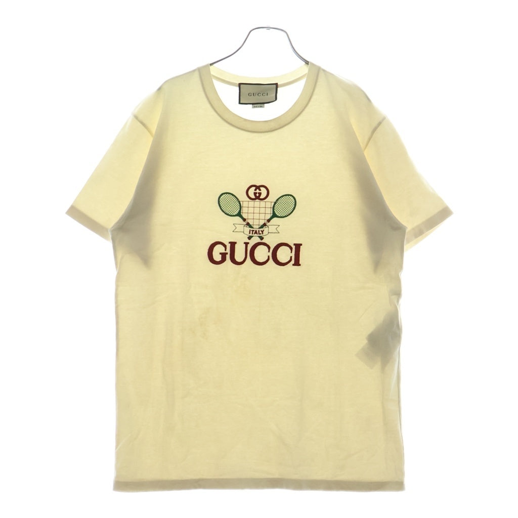 GUCCI(グッチ) 20SS Club Multi Tee ロゴ 刺繍 ラケット 半袖 Tシャツ カットソー ホワイト
