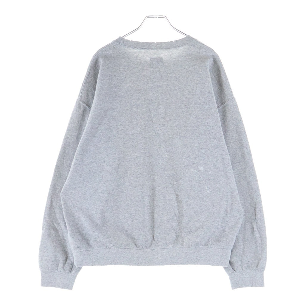 Needles(ニードルス) ×Sasquatchfabrix Savage Sweat Peace Loving Nation ×サスクワァッチファブリックス フロントプリントクルーネックスウェットシャツ グレー 24SS-CSL-070