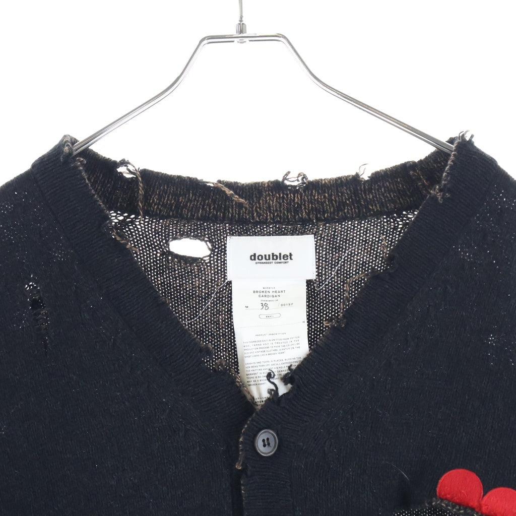 doublet(ダブレット) 23AW BROKEN HEART CARDIGAN ブロークン ハート カーディガン ブラック 23AW56KN136