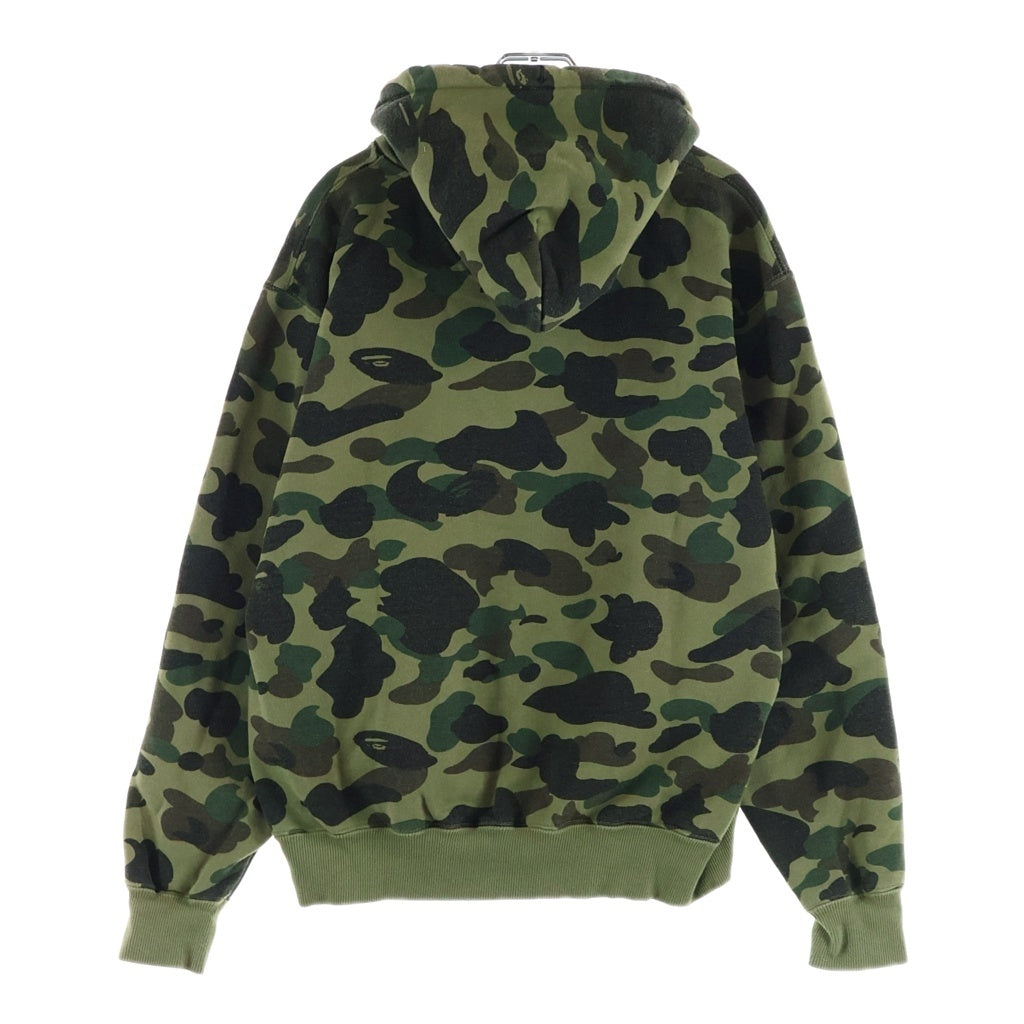 A BATHING APE(アベイシングエイプ) ×Champion 1st Camo ロゴ ワッペン フーデット スウェット シャツ パーカー カーキ