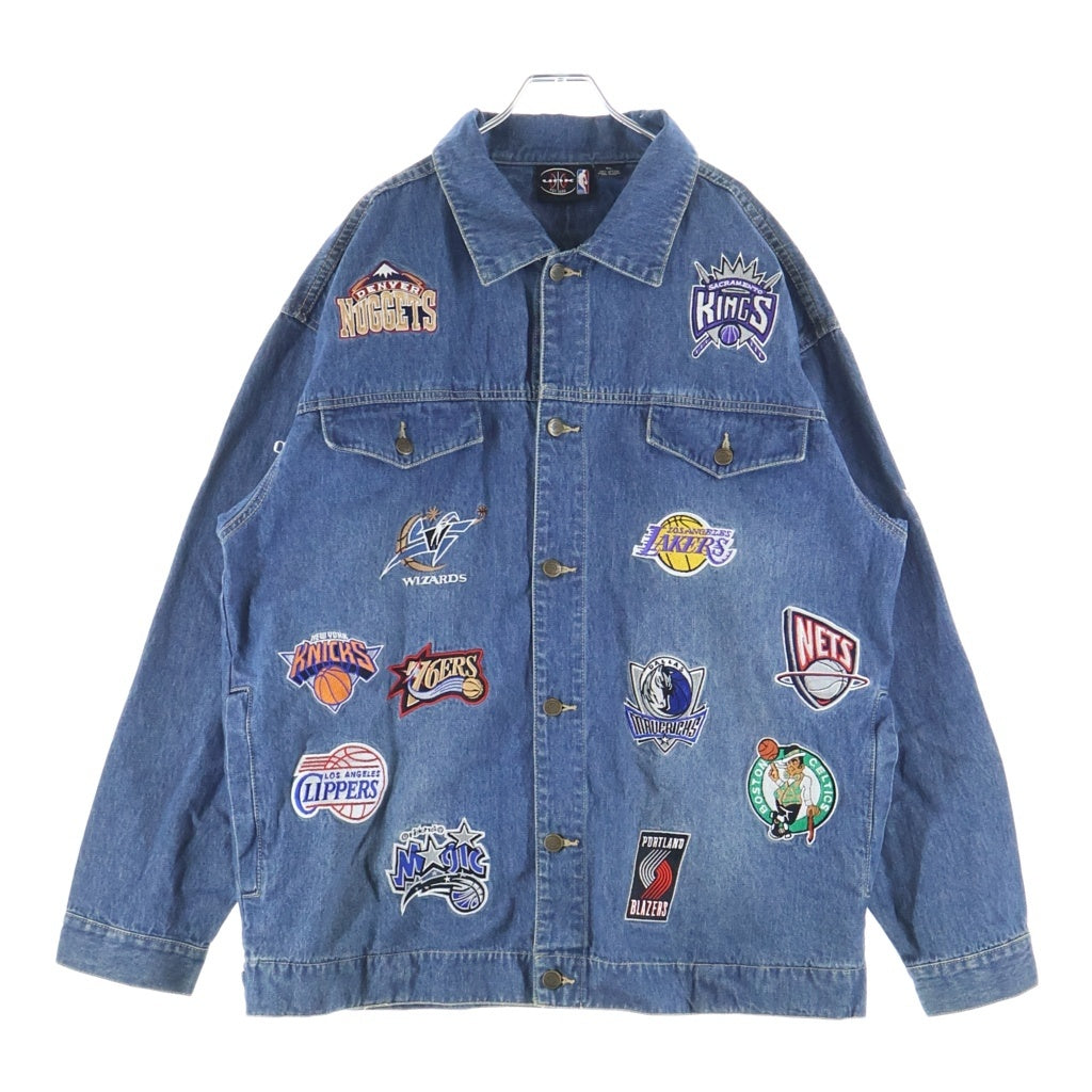 NO BRAND(ノーブランド) UNK NBA チーム ロゴ 刺繍 デニム ジャケット インディゴ