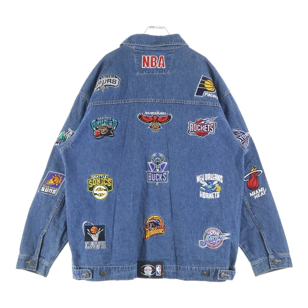NO BRAND(ノーブランド) UNK NBA チーム ロゴ 刺繍 デニム ジャケット インディゴ