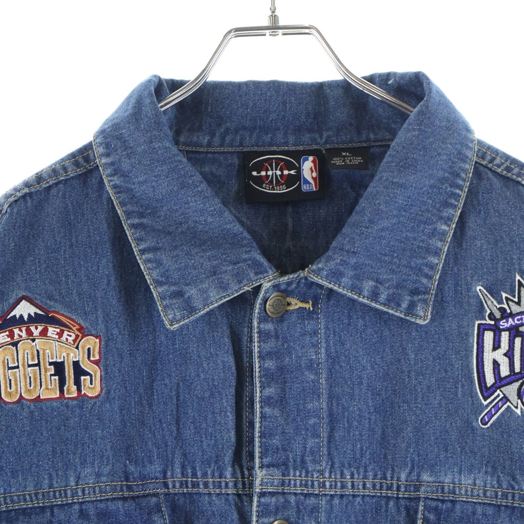 NO BRAND(ノーブランド) UNK NBA チーム ロゴ 刺繍 デニム ジャケット インディゴ