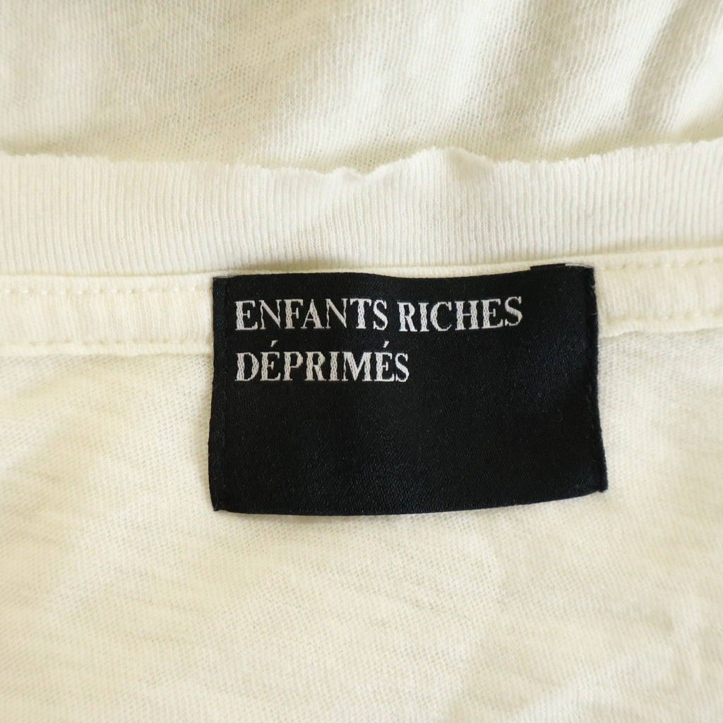 NO BRAND(ノーブランド) ENFANTS RICHES DEPRIMES アンファン リッシュ デプリメ ロゴ プリント ダメージ加工 半袖 Tシャツ カットソー アイボリー