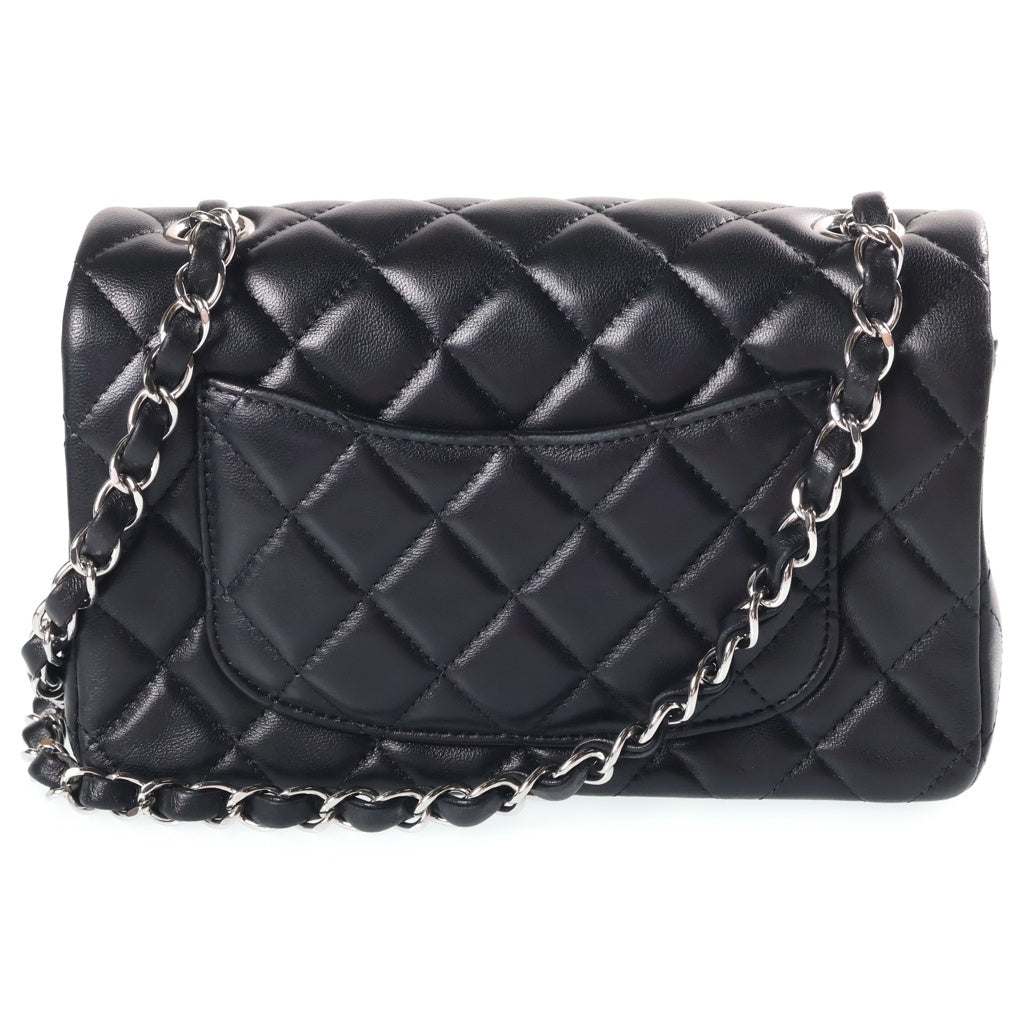 CHANEL(シャネル) ミニマトラッセ20 ラムスキン シングルフラップ シングルチェーンバッグ シルバー金具 ブラック レディース