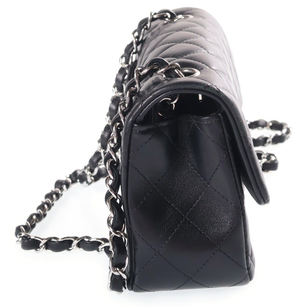 CHANEL(シャネル) ミニマトラッセ20 ラムスキン シングルフラップ シングルチェーンバッグ シルバー金具 ブラック レディース