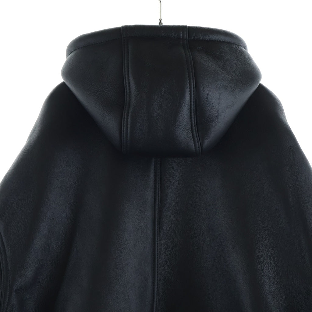 SUPREME(シュプリーム) 25AW ×Schott Shearling Hooded Work Jacket シープスキン レザージップアップ ジャケット ブラック