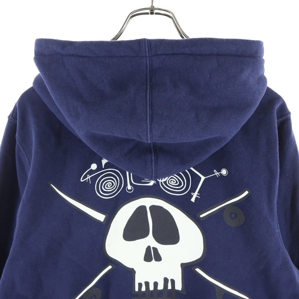 STUSSY(ステューシー) Surf Skate Skull Hoodie ロゴ スカル プリント フーデット スウェット シャツ パーカー ネイビー