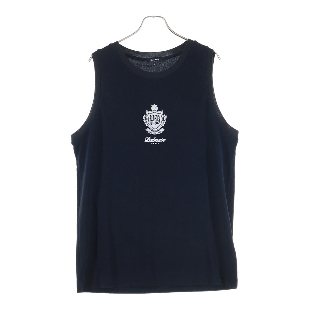 BALMAIN(バルマン) logo-embroidered tank top ロゴエンブロイダリー タンクトップ ブラック BWD041850