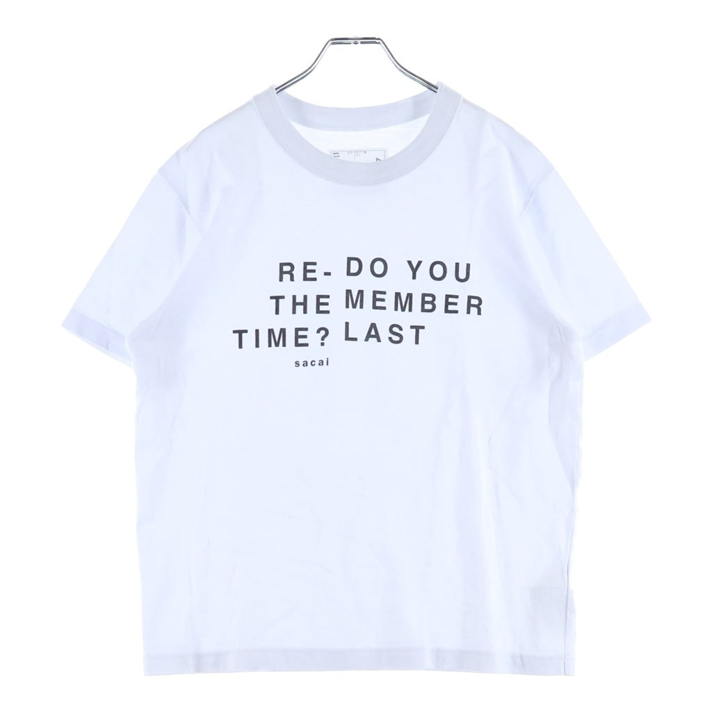 Sacai(サカイ) 25SS Flock Print T-Shirt フロッキープリント フロックスローガン 半袖 Tシャツ カットソー ホワイト 25-0977S
