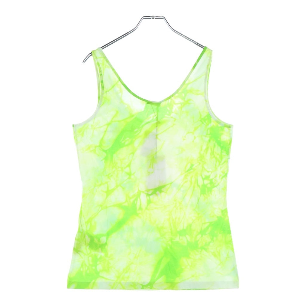 VERSACE(ヴェルサーチ) 20SS タイダイ サイン ロゴ プリント ノースリーブ Tシャツ グリーン レディース