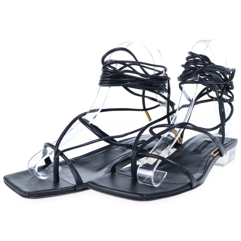VERSACE(ヴェルサーチ) Lace-Up Sandals レースアップ レザー サンダル ブラック DST342D レディース