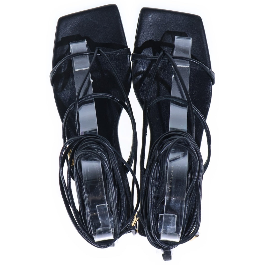 VERSACE(ヴェルサーチ) Lace-Up Sandals レースアップ レザー サンダル ブラック DST342D レディース